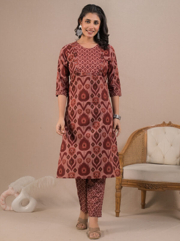 Women Ethnic Motifs Printed Cotton Straight Kurta with Palazzo & Dupatta - Image 5