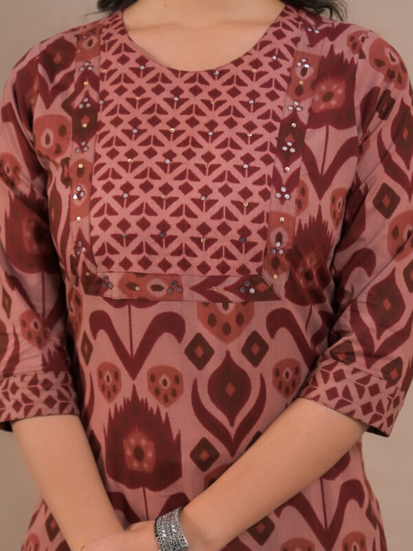 Women Ethnic Motifs Printed Cotton Straight Kurta with Palazzo & Dupatta - Image 7