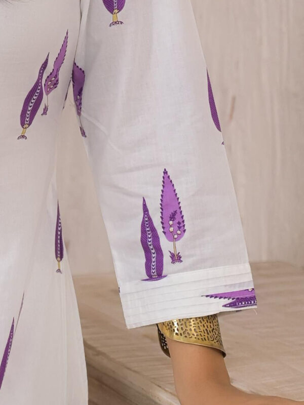 Straight Style Cotton Fabric Purple Color Kurta and Bottom with Dupatta - Image 8