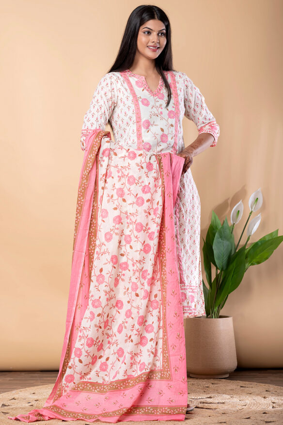 Women Embroidered Straight Kurta Set