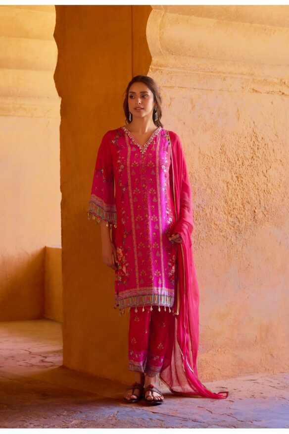 Women Ethnic Motifs Embroidered Regular Sequinned Kurta with Trousers & With Dupatta