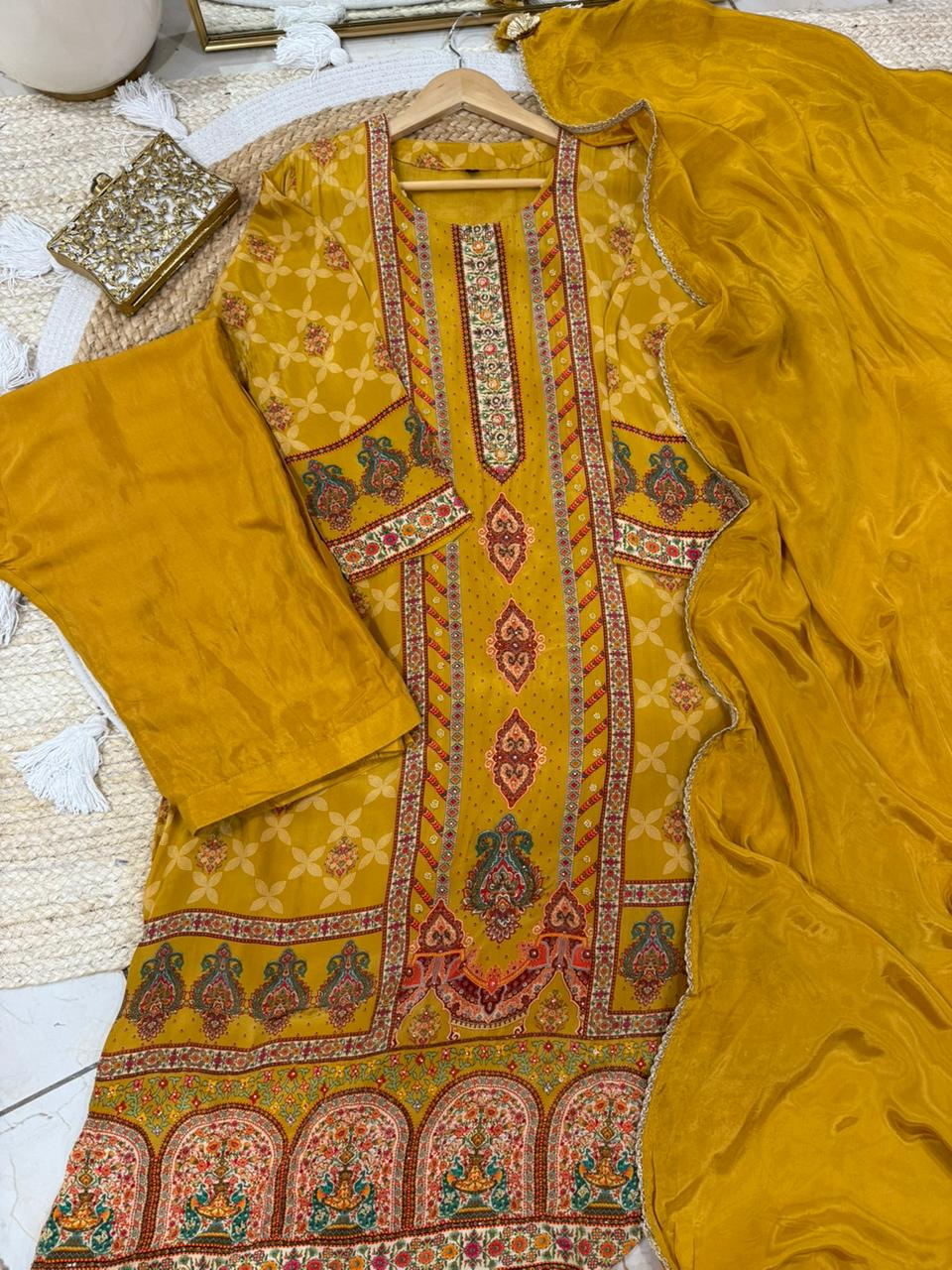 Butter Soft Crepe A Line Three Piece Suit