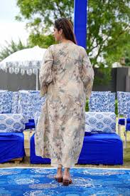 Elegant Ecru Straight Fusion Wear 3 Piece Set - Image 4