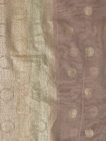 Unstitched Woven Design Silk Blend Dress Material Dupatta Set of 3 - Image 2