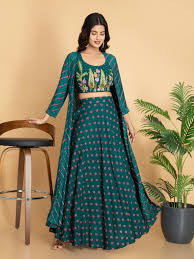 Suti Women FUSION WEAR 3PC SKIRT SHRUG SET WITH COLORFUL EMBROIDERED - Image 4