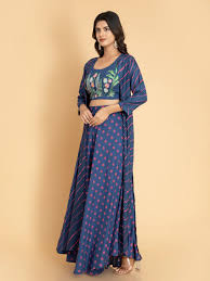 Suti Women FUSION WEAR 3PC SKIRT SHRUG SET WITH COLORFUL EMBROIDERED - Image 2